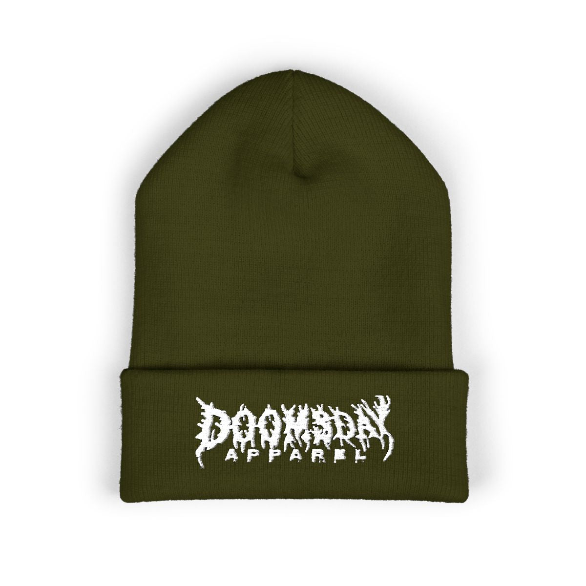 Black Metal Wordmark Beanie - Olive