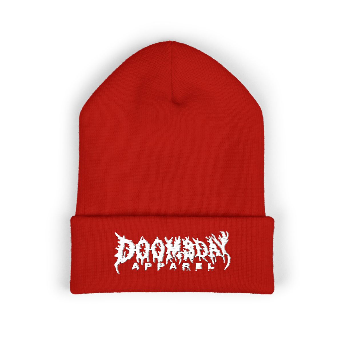 Black Metal Wordmark Beanie - Red