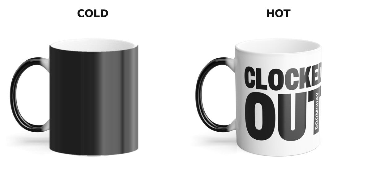 Clocked Out Color Morphing Mug cold, all black - Doomsday Inc.