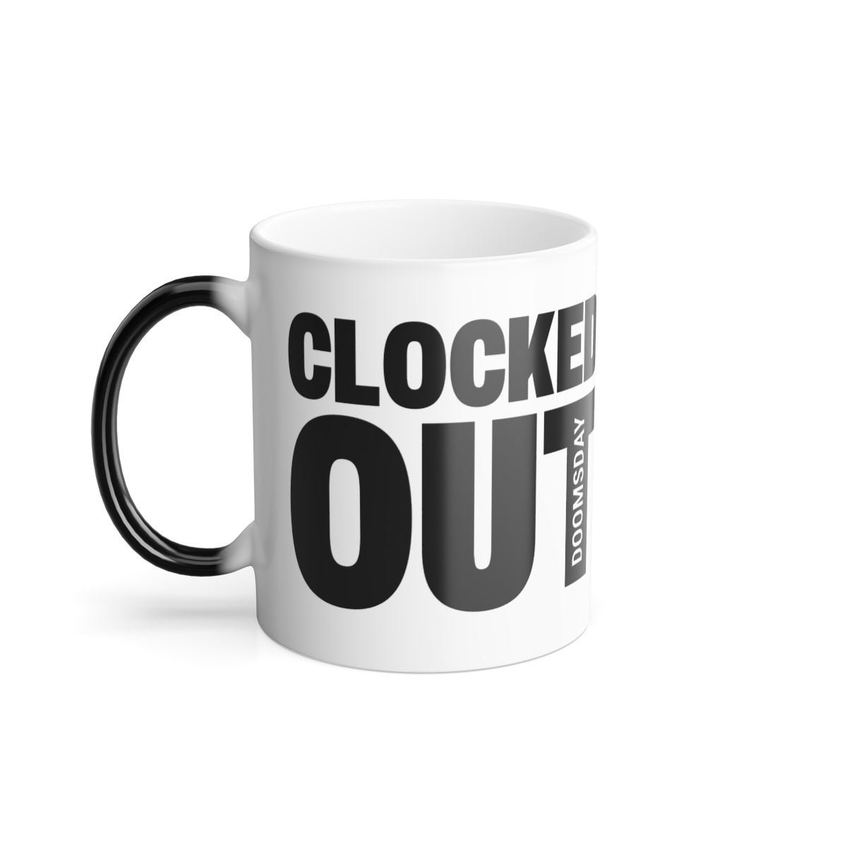 Clocked Out Color Morphing Mug, handle left