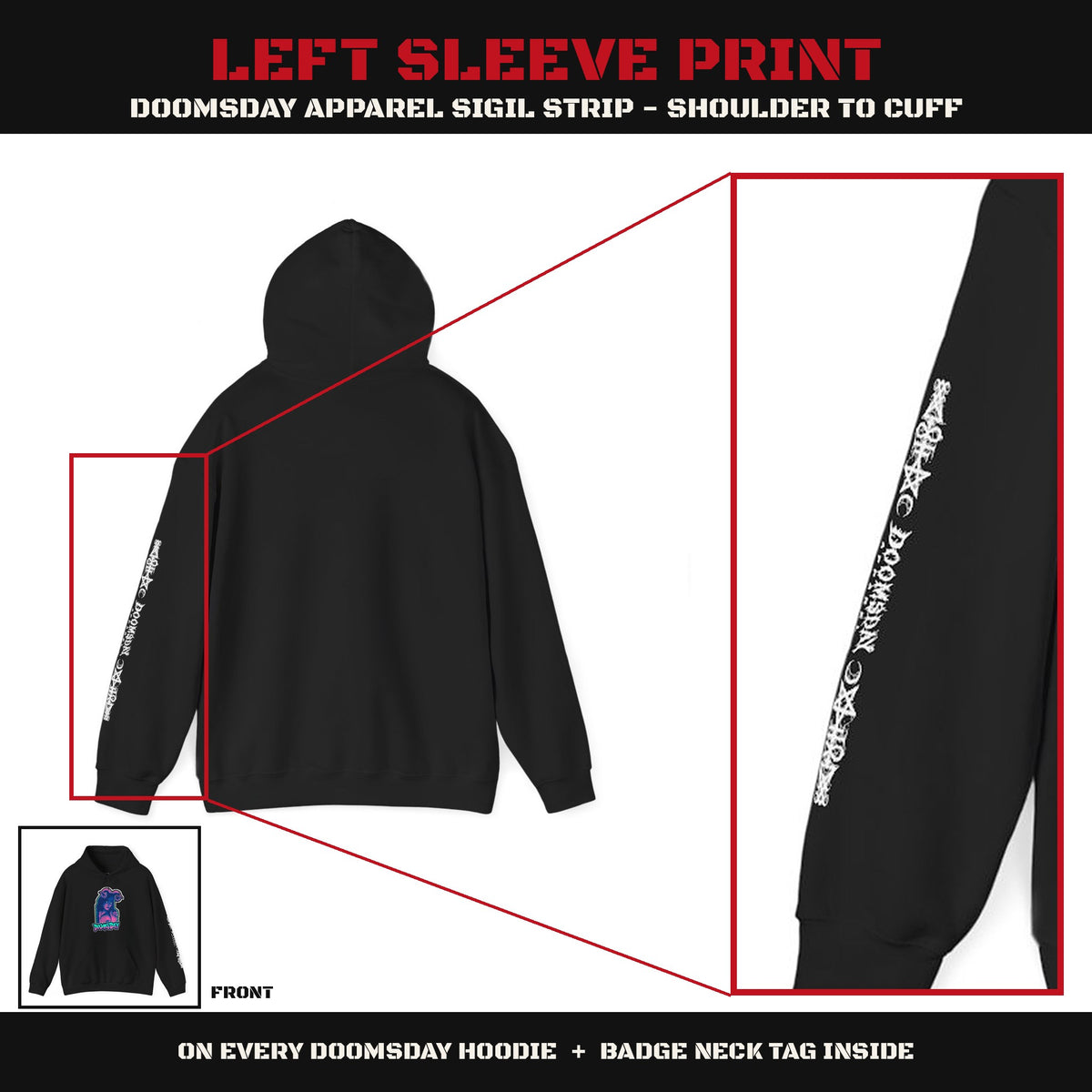 Neon Succubus Hoodie sleeve print - Doomsday Inc.