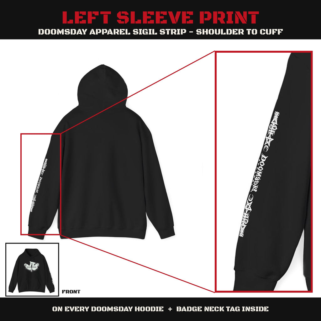 Wolf Crest Hoodie sleeve print - Doomsday Inc.