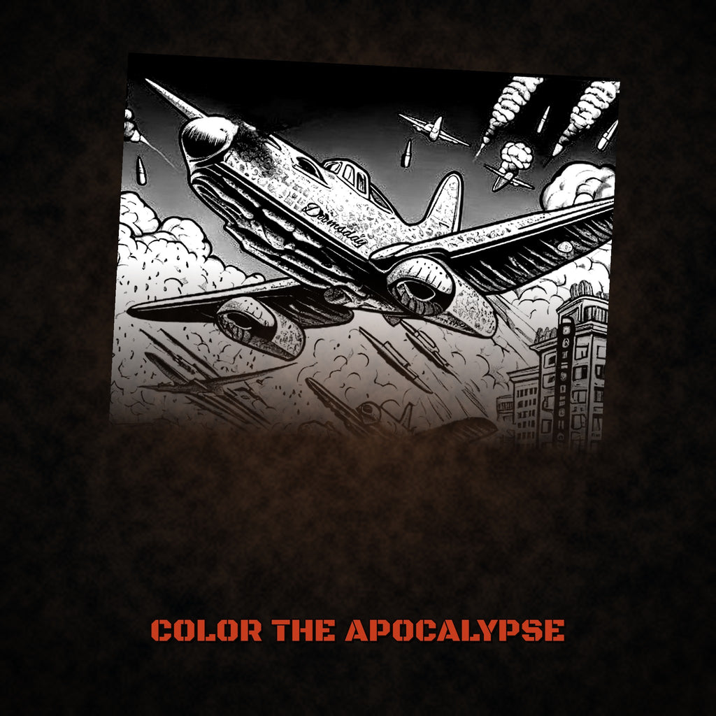 A glimpse of the bombers over the city coloring page