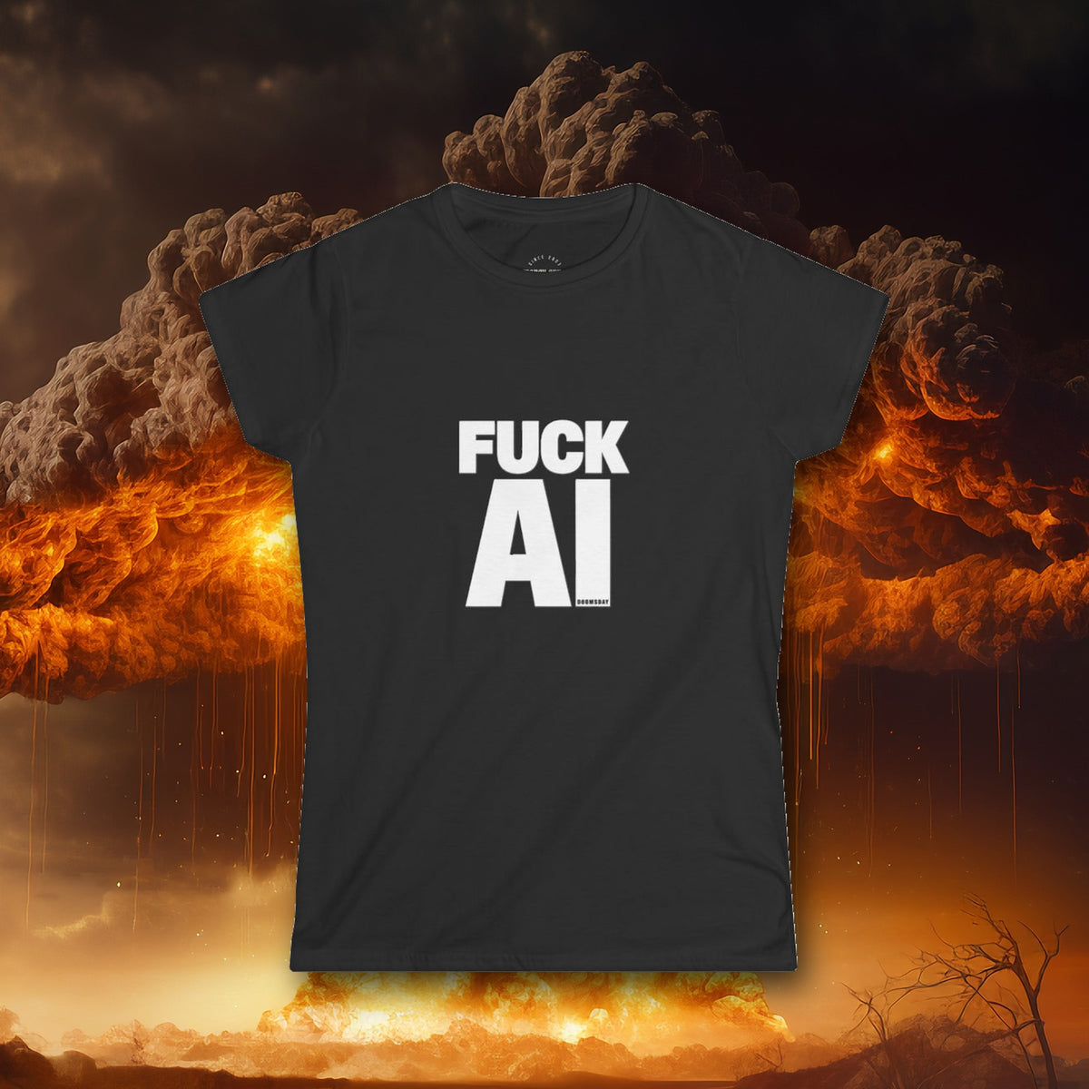 Fuck AI Women's Fitted Tee - Doomsday Inc.