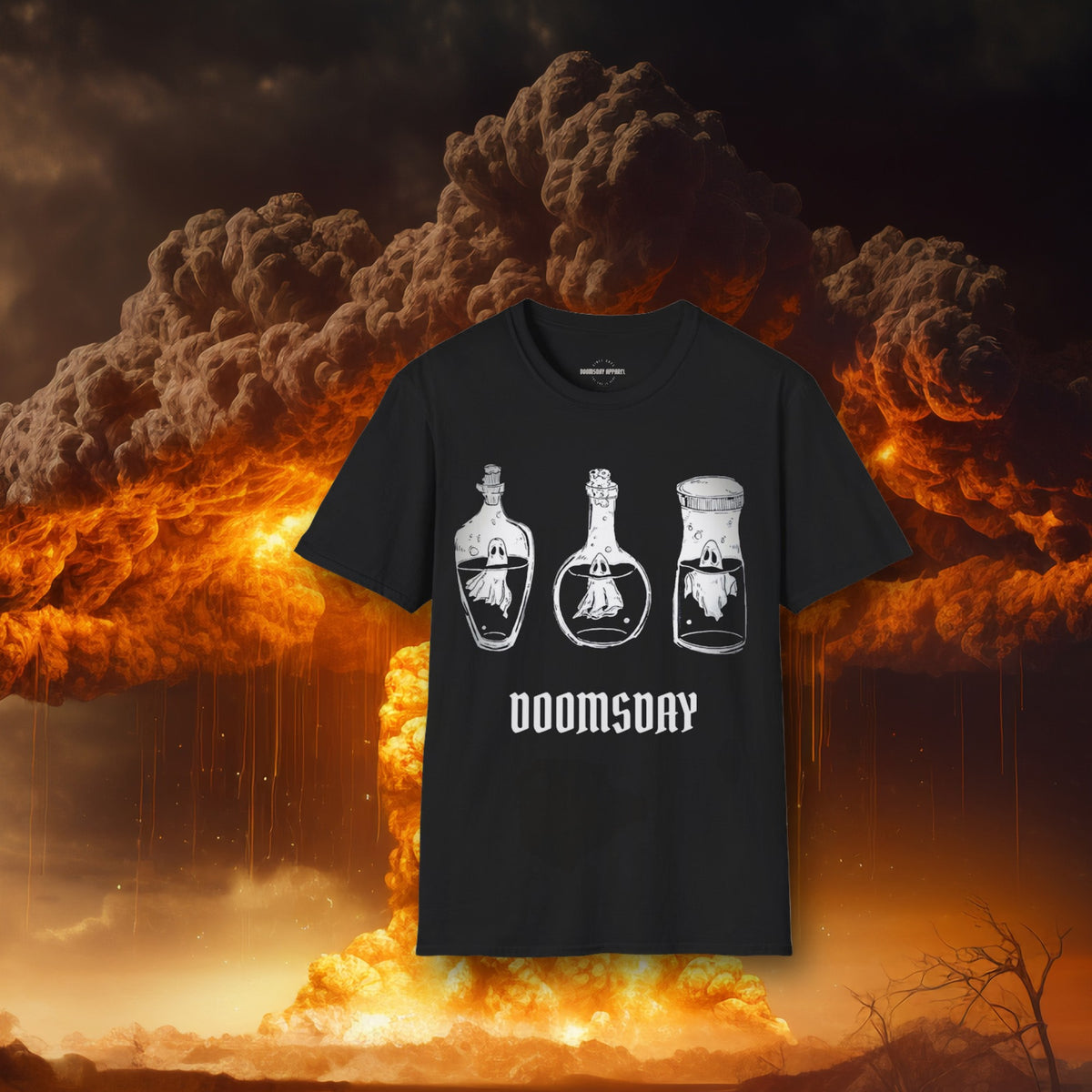Bottled Spirits Tee on the Doomsday explosion background