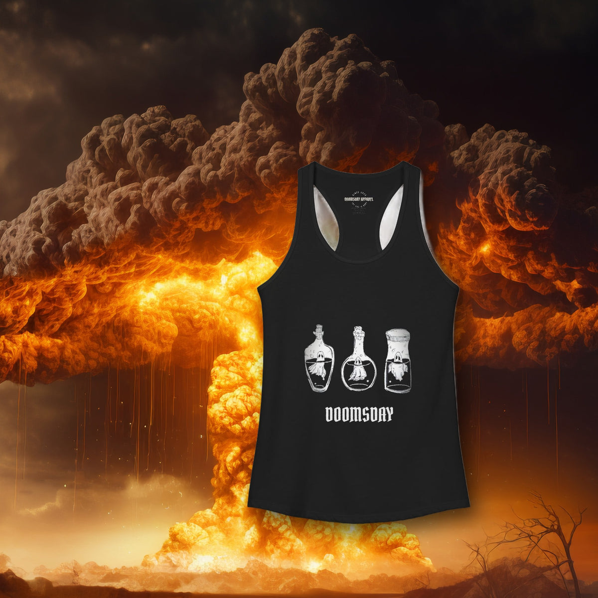 Bottled Spirits Women's Tank on the Doomsday explosion background