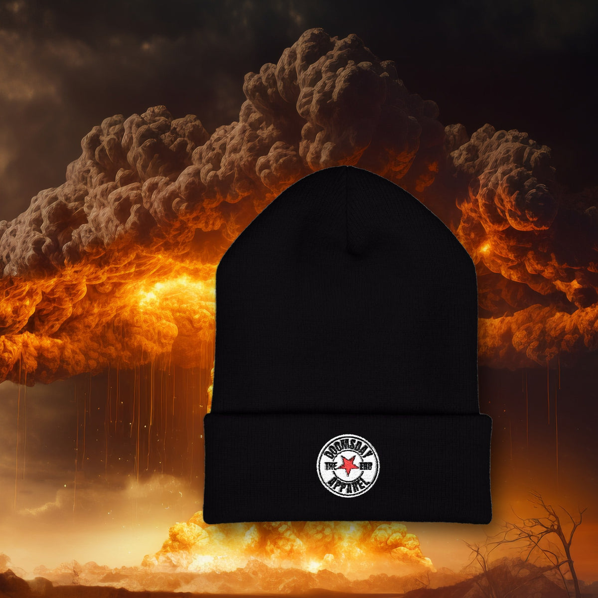 Ex-Con Beanie on the Doomsday explosion background