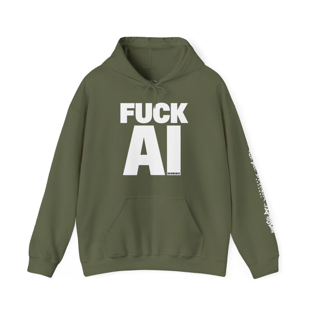 Fuck AI Hoodie - Military Green