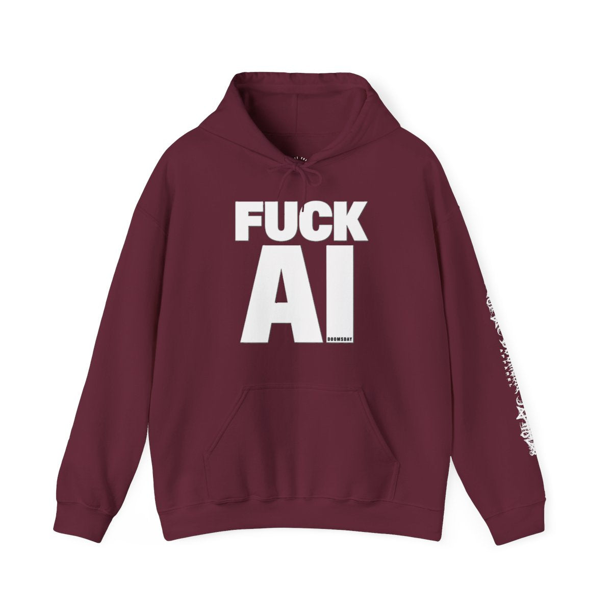 Fuck AI Hoodie - Maroon