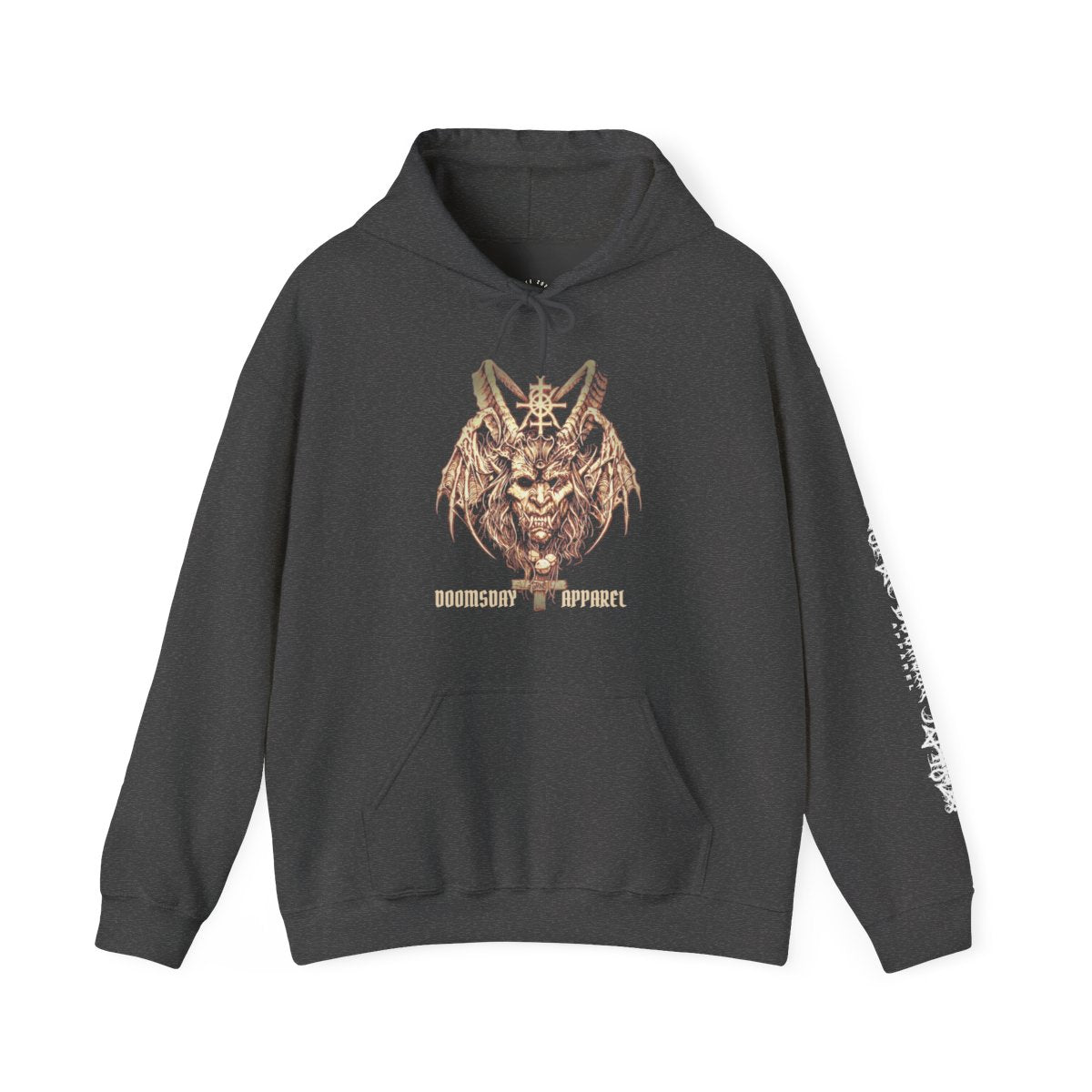 Horned Demon Sigil Hoodie - Dark Heather